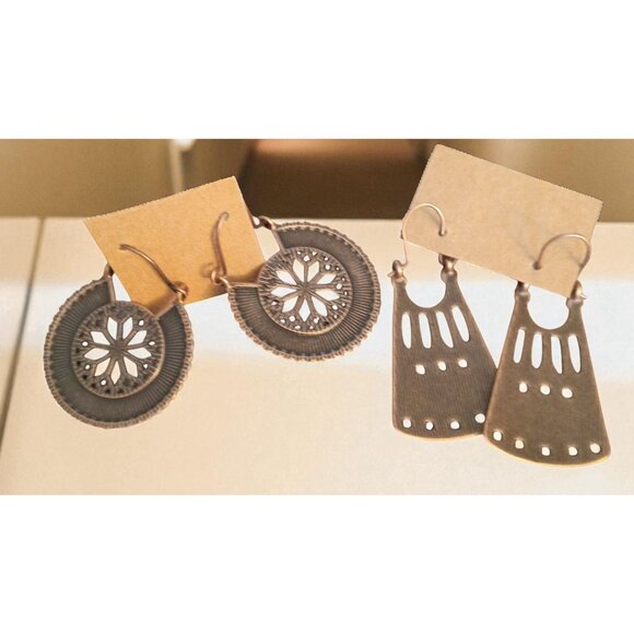 2 Pairs Boho Vintage Style Alloy Geometric Earrings Women’s Jewelry Gift Box - Picture 4 of 6